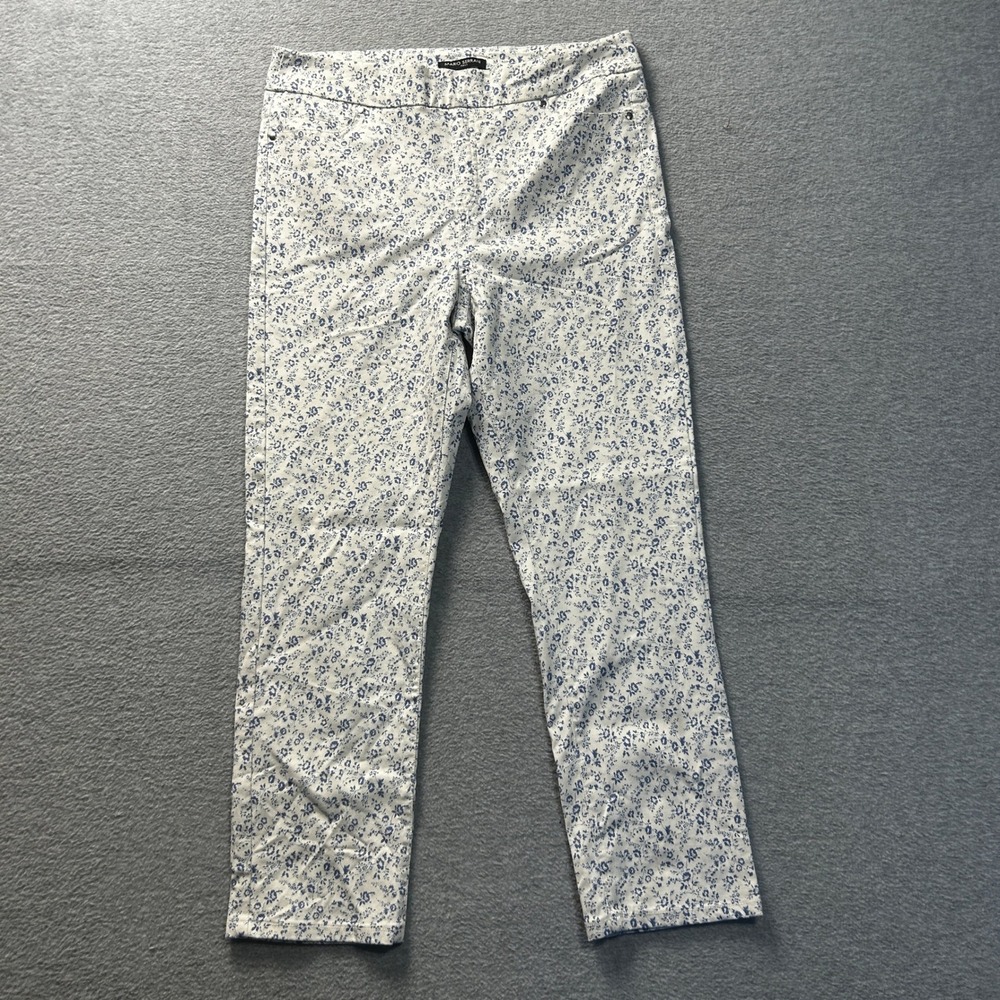 Mario Serrani Capri Pants Womens M Blue Garden Floral Pull On Cottagecore Casual